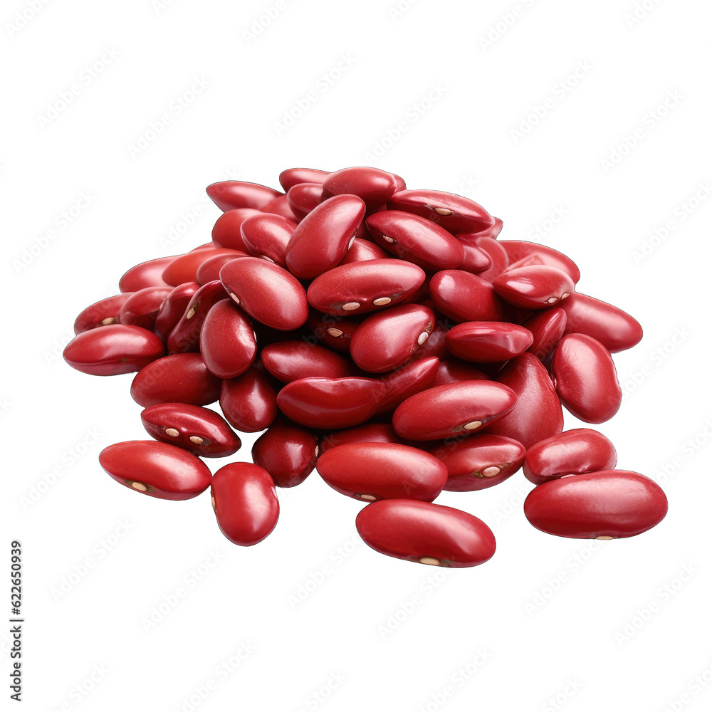 Red bean isolated on transparent background. Pile of red kidney beans