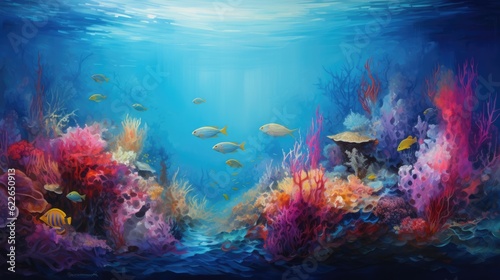 Colorful Underwater Reef, Abstract Art, Digital Illustration © Badger