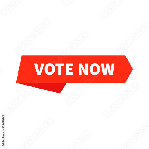 Vote Now In Orange Color Ribbon Rectangle Shape For Pick
