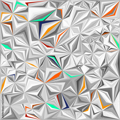 Seamless background in gray tones with colored inserts. The background consists of geometric shapes.