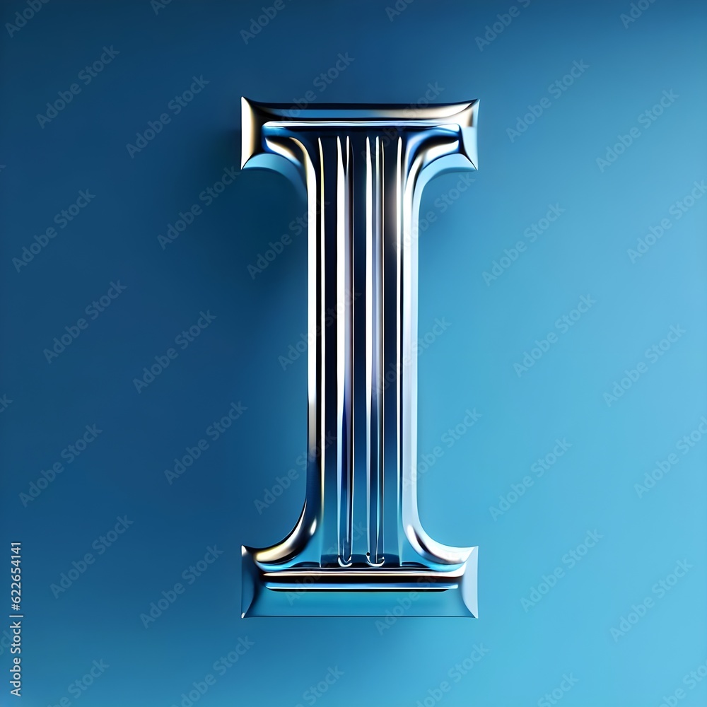 3d typography of the letter I with blue background Generative AI