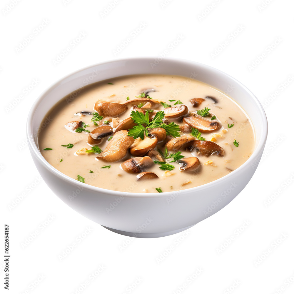 Delicious cream Bowl of mushroom soup on transparent background Remove png created with Generative AI, Clipping Path Delicious cream Bowl of mushroom soup on transparent background Remove png created with Generative AI, Clipping Path