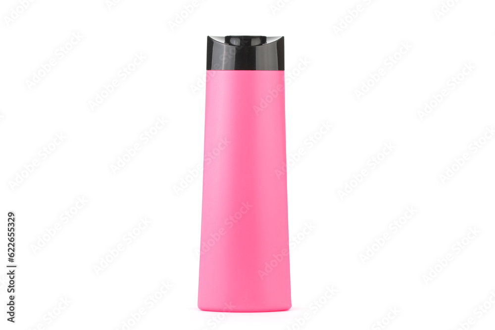 Pink shampoo bottle