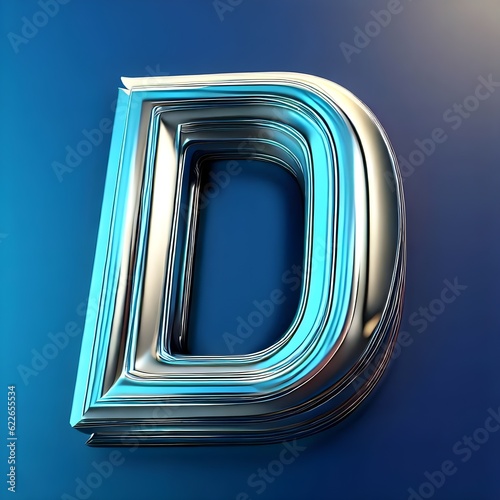 3d typography of the letter D with blue background Generative AI