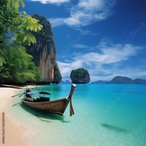 Tropical Paradise Thailand Beach Wallpaper. Generative AI © Umar