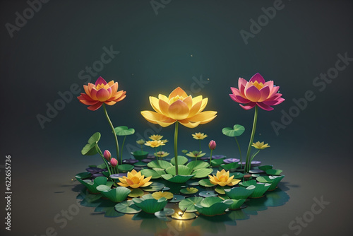 Wallpaper Mural A unique luminous lotus flower is floating in the lake, ai generated Torontodigital.ca