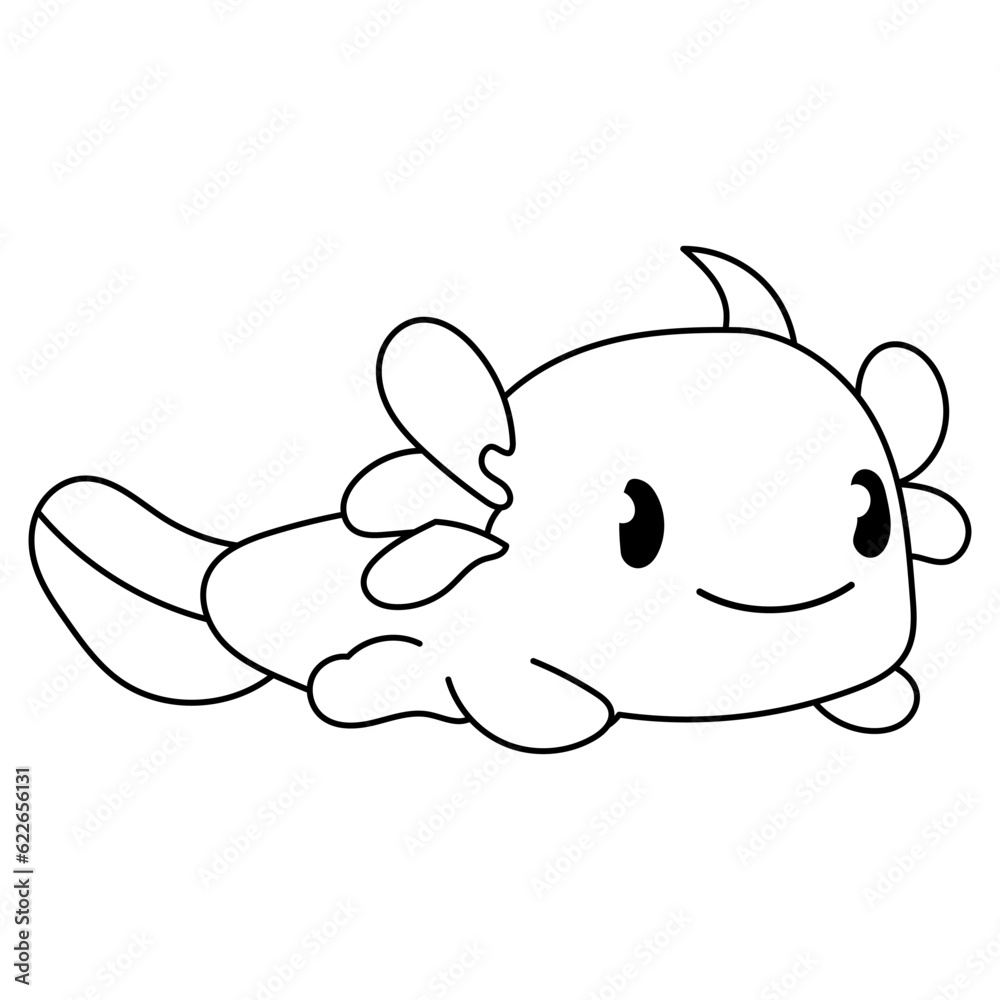 Axolotl amphibian cute vector character outline Axolotl amphibian cute vector character outline