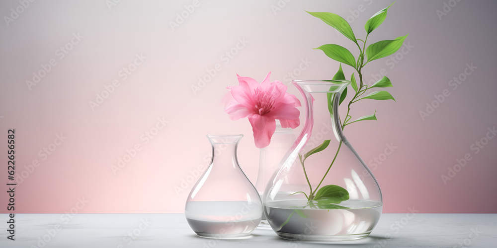 Blooming Beauty: Captivating Daisy Pink Flowers in Glass Vases Elegant and Fresh: Exquisite Daisy Pink Flowers in Glass Vases Ai generated 