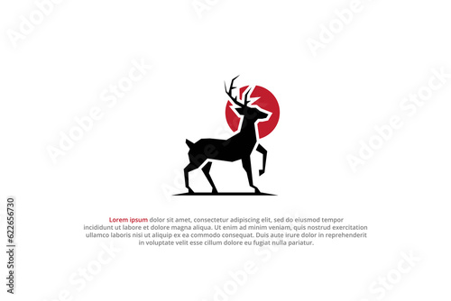 logo deer japanese sunset color silhouette antler stag animal wildlife