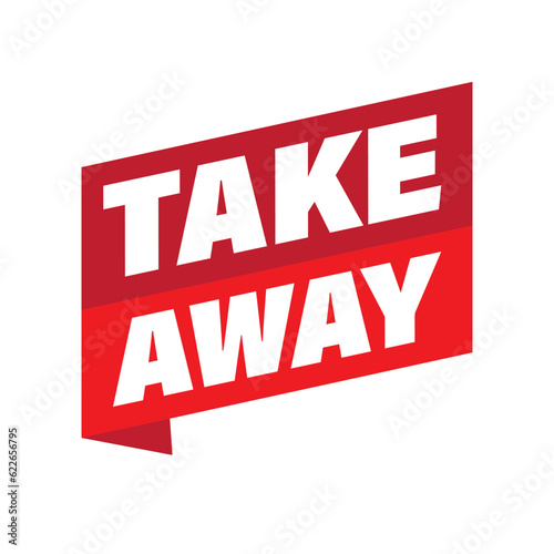 Take Away label sign red