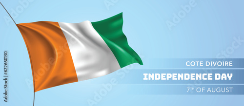 Cote Divoire happy independence day greeting card, banner vector illustration photo