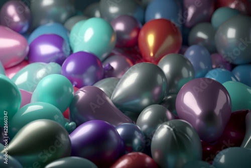 background of colorful balloons. The concept of the holiday. balloons and colorful balloons with happy celebration party background. generative ai.