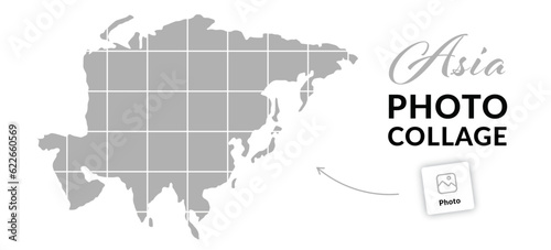 Asia photo collage. Travel, trip, voyage photo concept. Vector