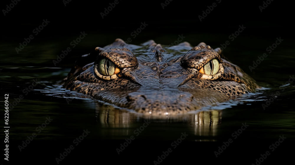 crocodile in the water HD 8K wallpaper Stock Photographic Image