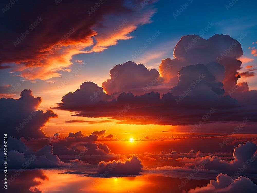夕日の雲空