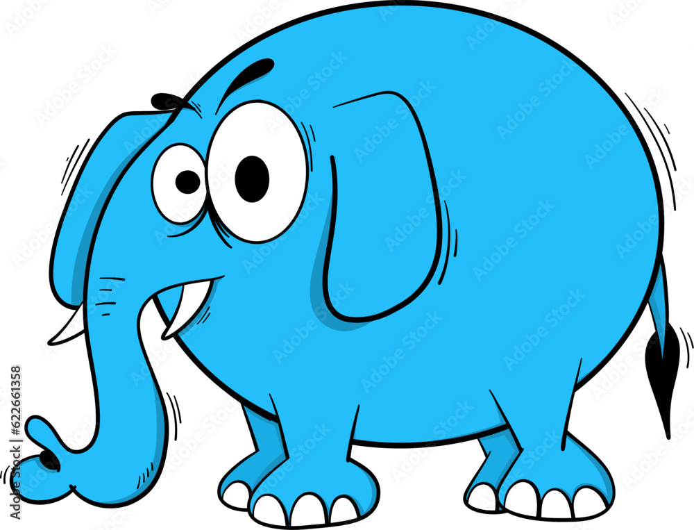 Fototapeta premium cartoon elephant staring vector illustration.
