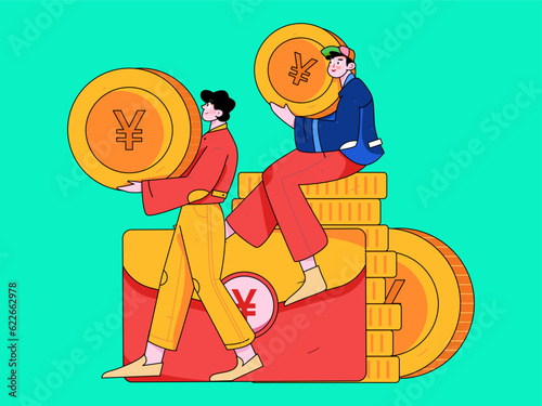 Holiday Shopping E-Commerce Online Shopping People Flat Vector Concept Operation Hand Drawn Illustration
