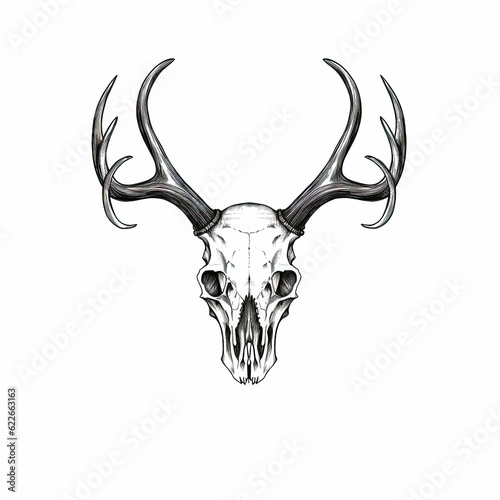 head skull deer horn ai generated
