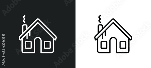 winter cabin outline icon in white and black colors. winter cabin flat vector icon from winter collection for web  mobile apps and ui.