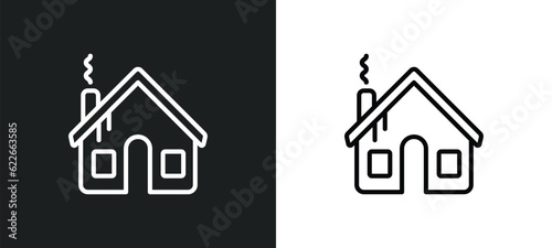 winter cabin outline icon in white and black colors. winter cabin flat vector icon from winter collection for web, mobile apps and ui.