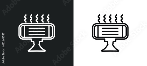 electric heater outline icon in white and black colors. electric heater flat vector icon from winter collection for web, mobile apps and ui.