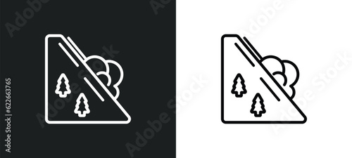 avalanche outline icon in white and black colors. avalanche flat vector icon from winter collection for web, mobile apps and ui.