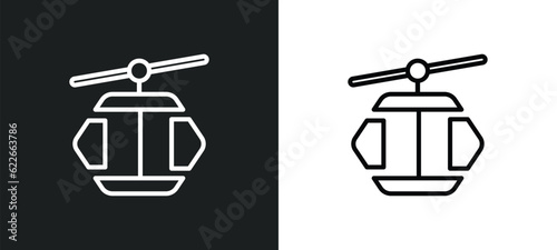 cable car cabin outline icon in white and black colors. cable car cabin flat vector icon from winter collection for web, mobile apps and ui. photo