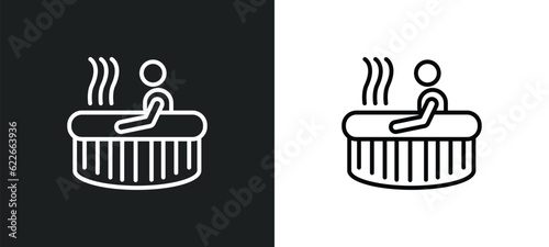 hot tub outline icon in white and black colors. hot tub flat vector icon from wellness collection for web, mobile apps and ui.