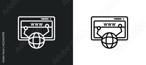 dns outline icon in white and black colors. dns flat vector icon from web hosting collection for web, mobile apps and ui.