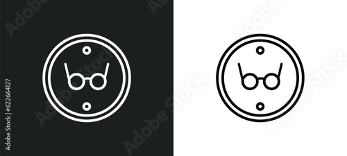 circular glasses outline icon in white and black colors. circular glasses flat vector icon from web collection for web, mobile apps and ui.