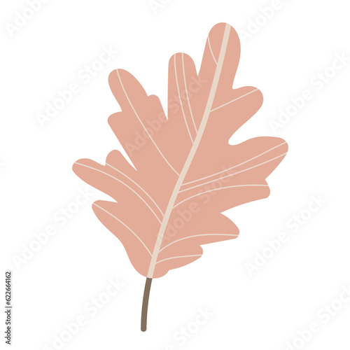 Simple Autumn oak leaf. Hand drawn element for autumn decorative design, halloween invitation, harvest or thanksgiving. Vector illustration
