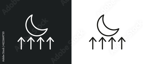 moonrise outline icon in white and black colors. moonrise flat vector icon from weather collection for web, mobile apps and ui. photo