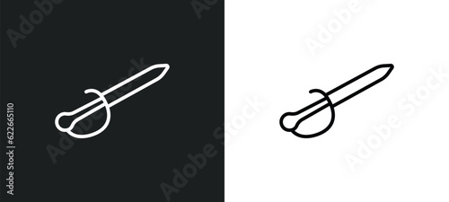 sabre outline icon in white and black colors. sabre flat vector icon from weapons collection for web, mobile apps and ui.