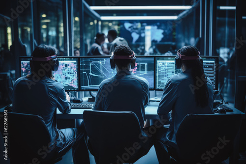 people engineers working in data surveillance center, Generative AI
