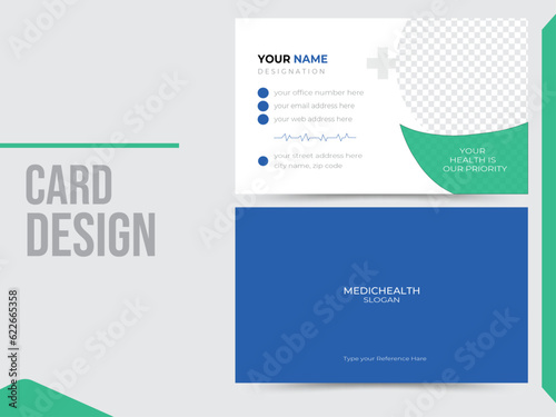 Business card for Medical Stethoscope and Waves of the Heart on Soft teeth whitening concept