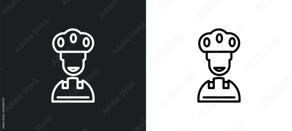 baker outline icon in white and black colors. baker flat vector icon from user collection for web, mobile apps and ui.