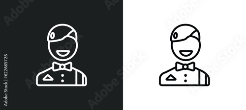 croupier outline icon in white and black colors. croupier flat vector icon from user collection for web, mobile apps and ui.