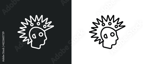 punk outline icon in white and black colors. punk flat vector icon from user collection for web, mobile apps and ui.