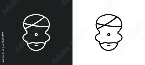 fakir outline icon in white and black colors. fakir flat vector icon from user collection for web, mobile apps and ui.