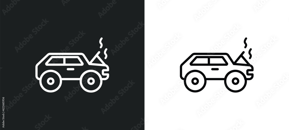 Fototapeta premium hood open outline icon in white and black colors. hood open flat vector icon from user collection for web, mobile apps and ui.