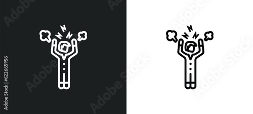 anger outline icon in white and black colors. anger flat vector icon from user collection for web, mobile apps and ui.