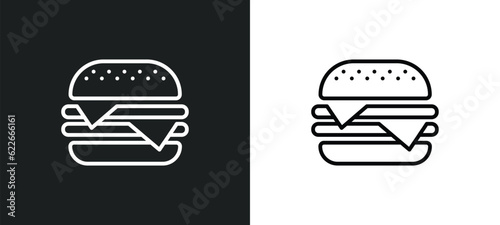 burger outline icon in white and black colors. burger flat vector icon from united states collection for web, mobile apps and ui.