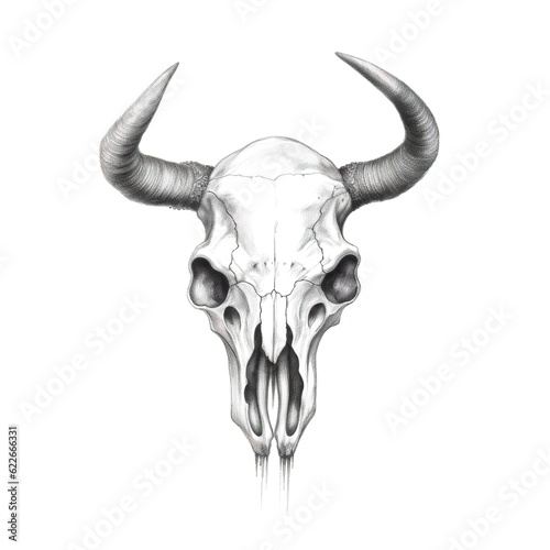 head skull cow horn ai generated