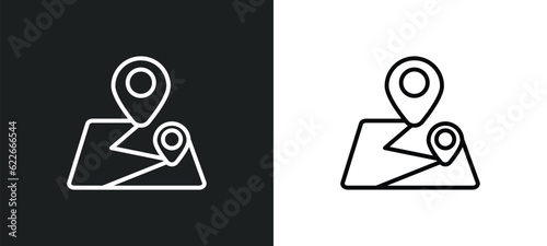 map locator outline icon in white and black colors. map locator flat vector icon from ultimate glyphicons collection for web, mobile apps and ui.