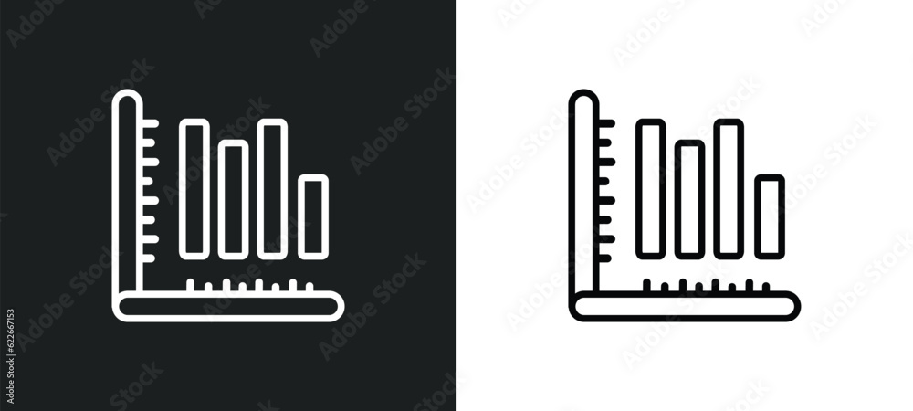 Obraz premium 3d data analytics dual bars outline icon in white and black colors. 3d data analytics dual bars flat vector icon from user interface collection for web, mobile apps and ui.