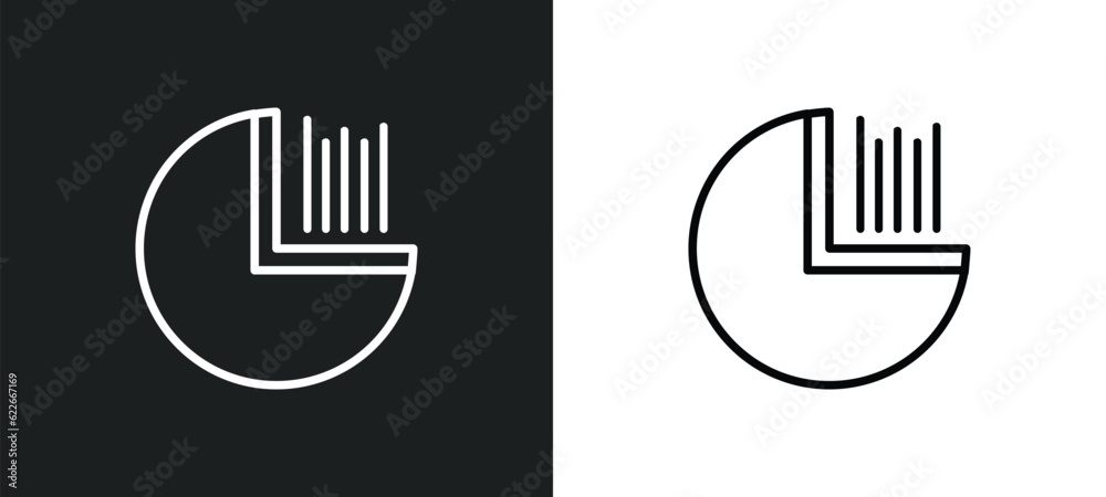Obraz premium pie chart analysis interface outline icon in white and black colors. pie chart analysis interface flat vector icon from user interface collection for web, mobile apps and ui.