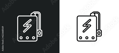 power bank outline icon in white and black colors. power bank flat vector icon from user interface collection for web, mobile apps and ui.