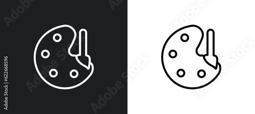 artist paint palette outline icon in white and black colors. artist paint palette flat vector icon from user interface collection for web, mobile apps and ui.