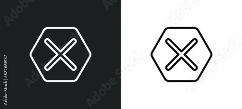 round delete button outline icon in white and black colors. round delete button flat vector icon from user interface collection for web  mobile apps and ui.