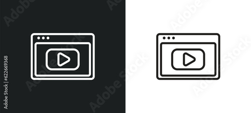 video file outline icon in white and black colors. video file flat vector icon from user interface collection for web, mobile apps and ui.